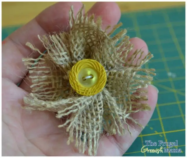 Burlap Flower With Button