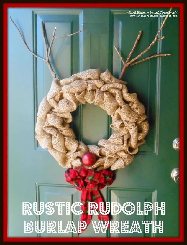 Burlap Reindeer Wreath