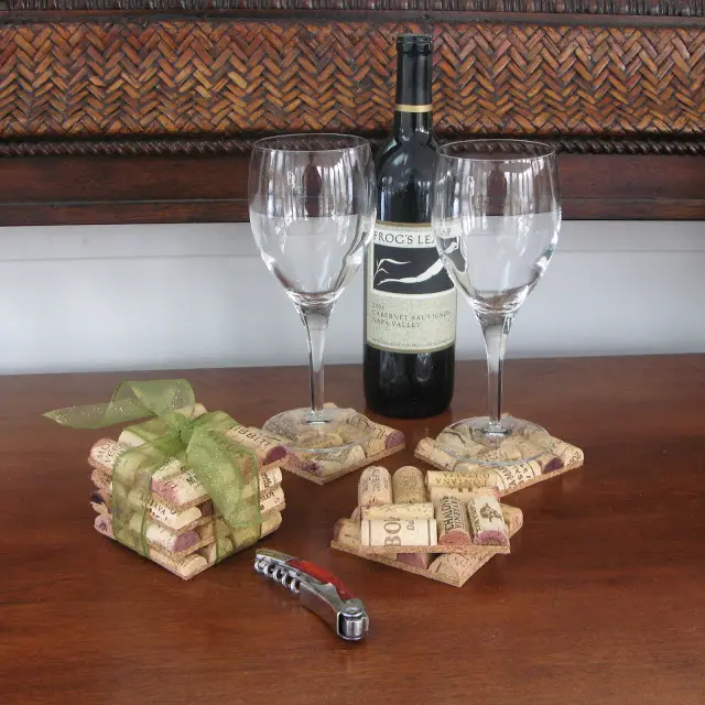 DIY Square Wine Cork Coasters