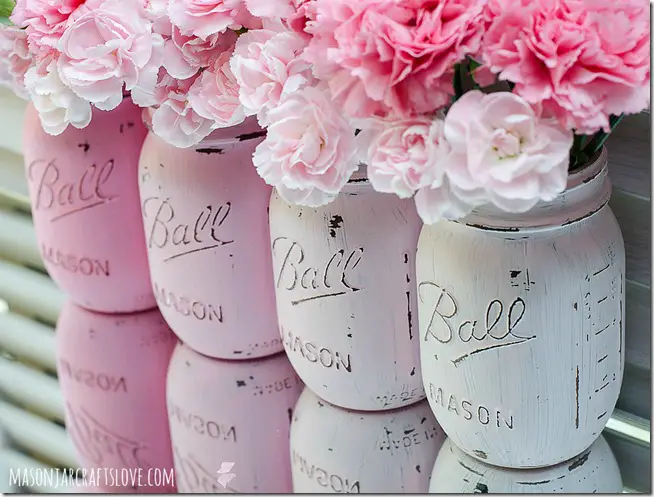 Pink Flowers In Mason Jars Ideas