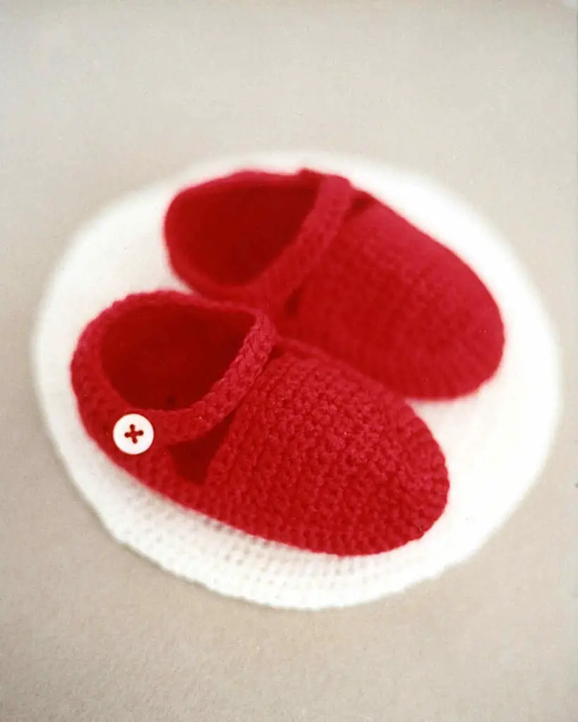 White or Red Crochet Baby Booties