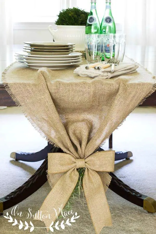 Burlap Table Runner with Bow