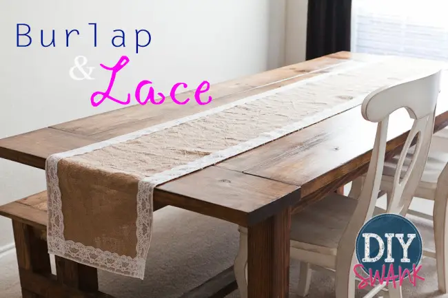 DIY Burlap Table Runner with Lace