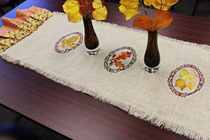 DIY Embroidered Burlap Table Runner