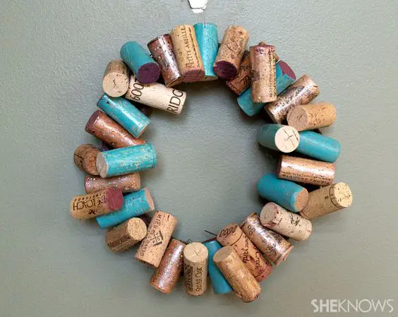 DIY Painted Wine Cork Wreath