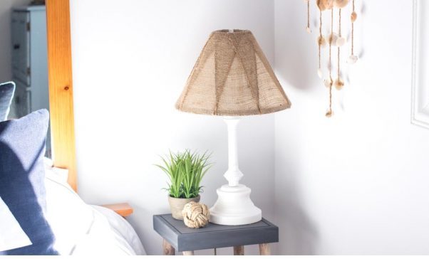 Refinish Table Lamp with Burlap Shade