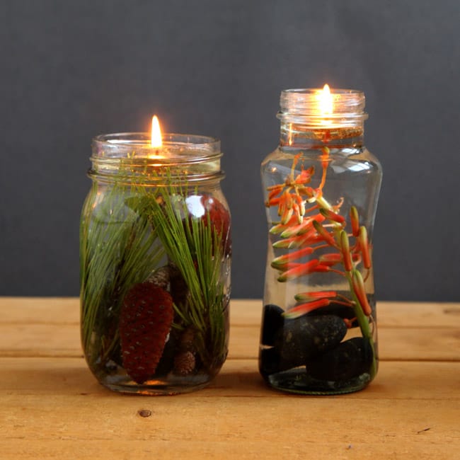 Mason Jar Centerpieces with Floating Candles