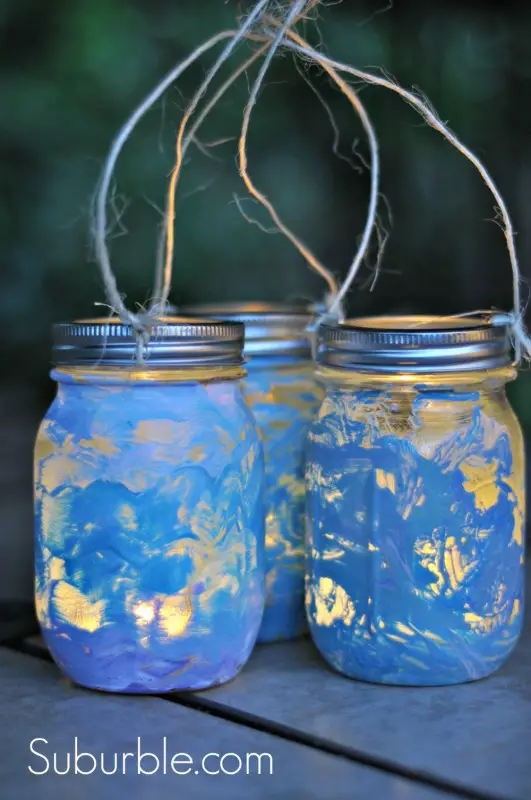 Painted Mason Jar Lantern DIY