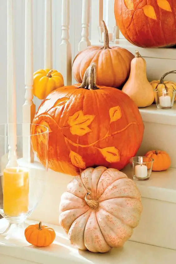 Simple Halloween Pumpkin Etched Designs