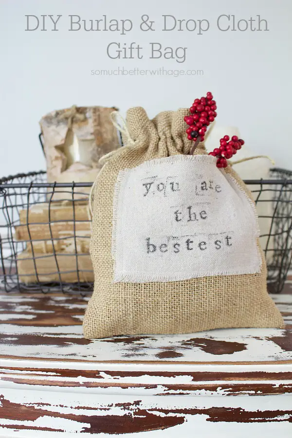 Burlap Fabric Gift Bags DIY