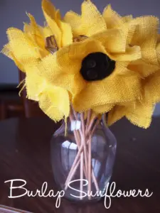 Burlap Flowers With Stems