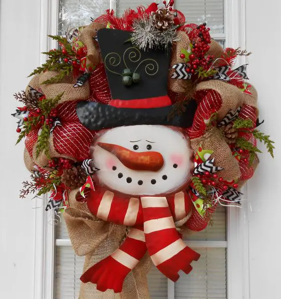 Burlap Snowman Wreath DIY