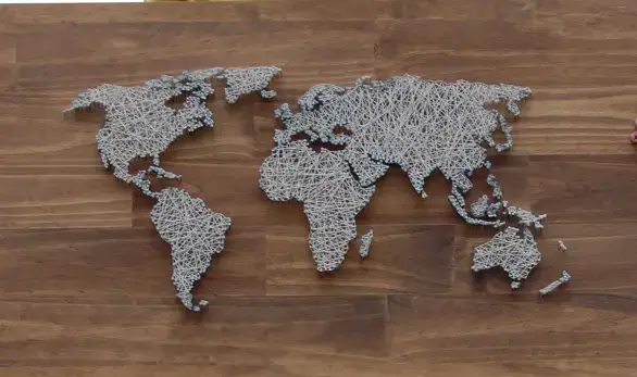 World Map String Art Design