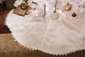 White Burlap Christmas Tree Skirt