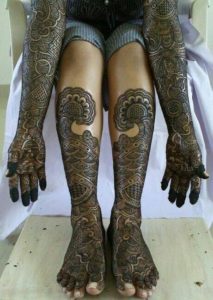Bridal Henna Design for Full Hands and Legs