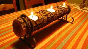 Wood Log Candle Holder