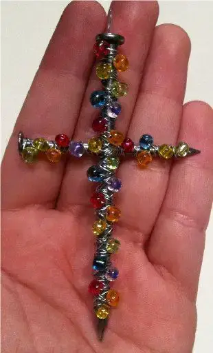 Beaded Cross Keychain