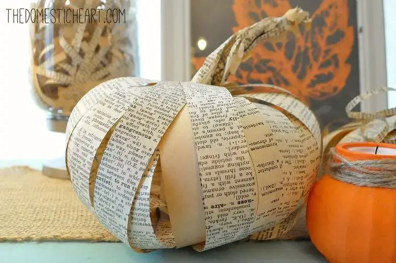 Book Pages Pumpkin Craft