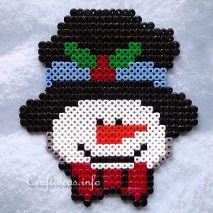 Free Printable Perler Beads Keychain Snowman