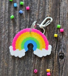 Rainbow Perler Bead Keychain