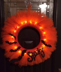 Halloween Tulle Wreath with Lights