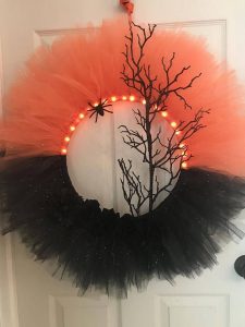 Orange n Black Halloween Tulle Wreath