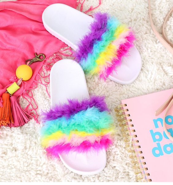 diy faux fur slides