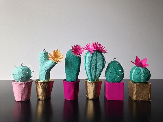 Paper Mache Cactus Plants