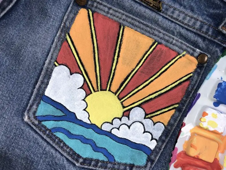 Painted Jean Pockets Sunset