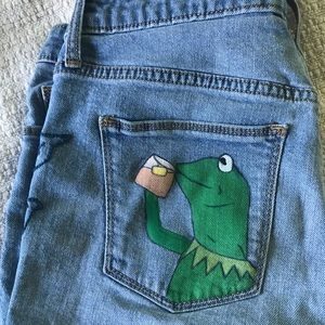 Kermit Painted Jean Pocket