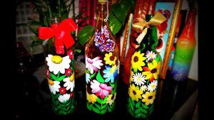 Wine Bottle Painting Flowers